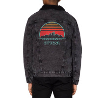 Trending Ottawa Retro City Skyline 80s Style Souvenir Unisex Sherpa-lined Denim Jacket | Artistshot