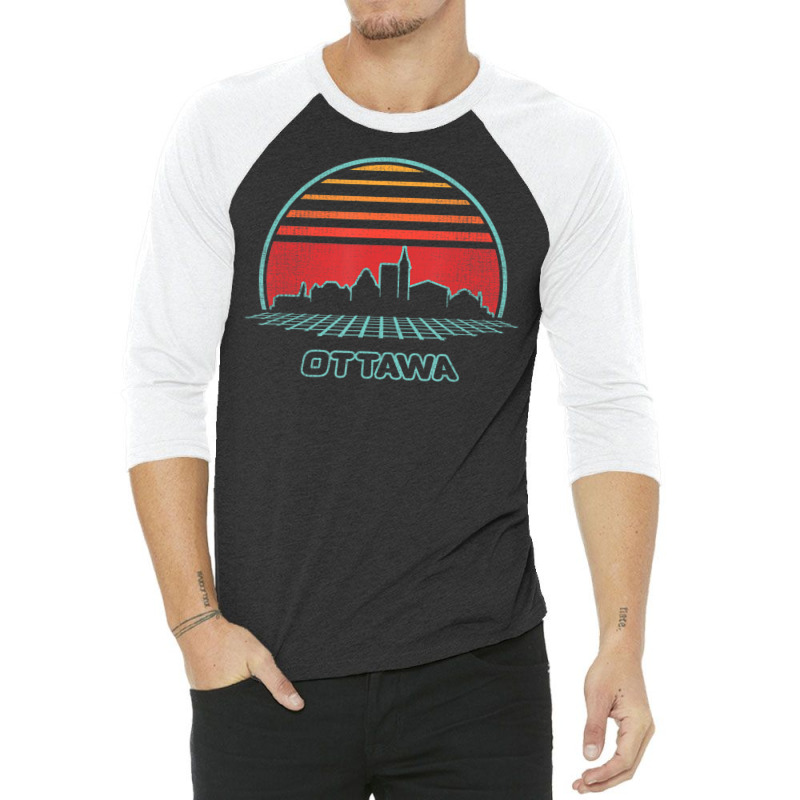 Trending Ottawa Retro City Skyline 80s Style Souvenir 3/4 Sleeve Shirt | Artistshot