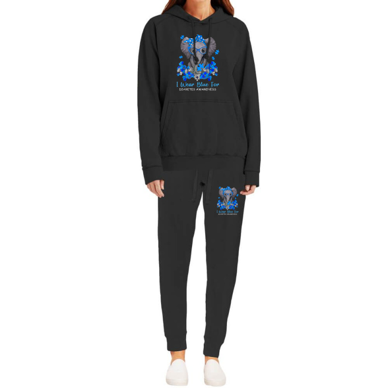 I Wear Blue For Diabetes Awareness Elephant Warrior Women Hoodie & Jogger Set | Artistshot