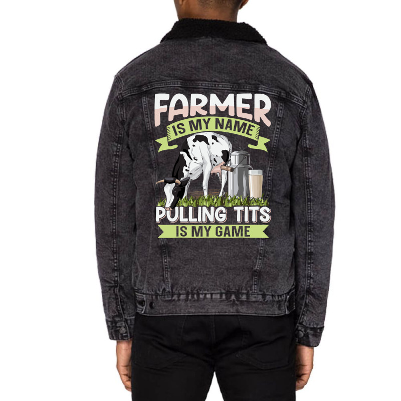 Dairy Cow Farming Design For A Cow Farmer Unisex Sherpa-lined Denim Jacket | Artistshot