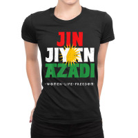 Kurdish Flag, Jin Jiyan Azadi, Kurdish Women, Free Kurdistan T Shirt Ladies Fitted T-shirt | Artistshot