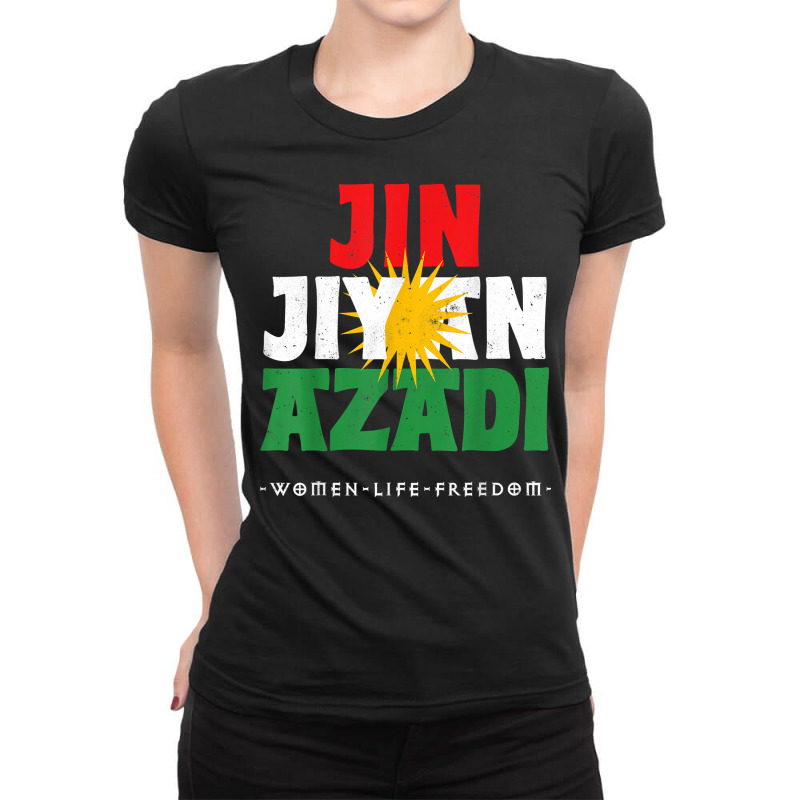 Kurdish Flag, Jin Jiyan Azadi, Kurdish Women, Free Kurdistan T Shirt Ladies Fitted T-Shirt by joeykujalat4t | Artistshot