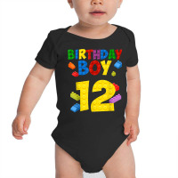 Master Builder 12 Birthday Boy 12th Year Building Bricks T Shirt Baby Bodysuit | Artistshot