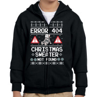 Limited Edition Computer Error 404 Ugly Christmas Youth Zipper Hoodie | Artistshot