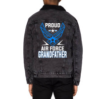 Limited Edition Proud Us Air Force Grandfather Military Veteran -usaf Unisex Sherpa-lined Denim Jacket | Artistshot