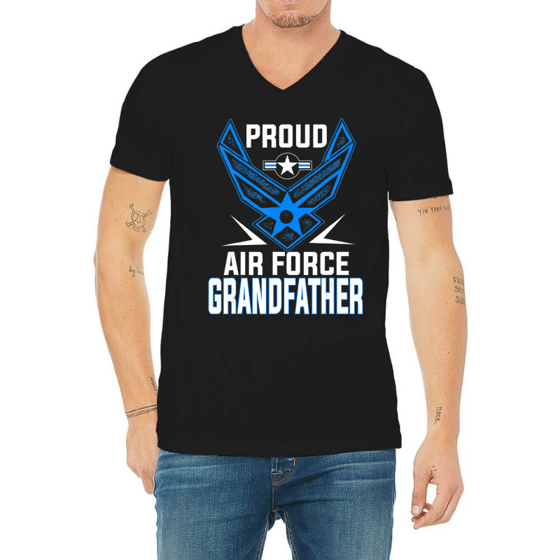 Limited Edition Proud Us Air Force Grandfather Military Veteran -usaf V-neck Tee | Artistshot