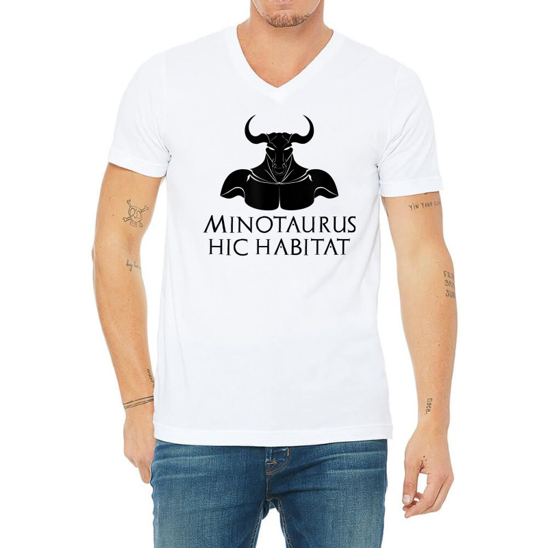 Minotaurus Hic Habitat   Ancient Greek Mythology   Latin T Shirt V-Neck Tee by noelenedh2mar | Artistshot