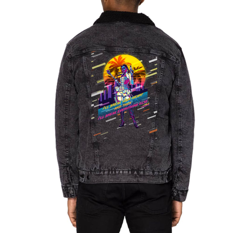 Apex Legends   Loba 80s Retro Active T Shirt (1) Unisex Sherpa-Lined Denim Jacket by opobiluhtlaw | Artistshot