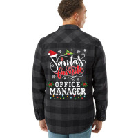 Funny Santa's Favorite Office Manager Christmas Party Long Sleeve Flannel Shirt | Artistshot