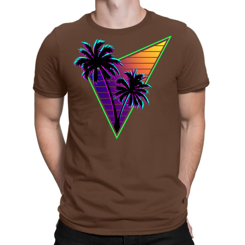 80s Synthwave Inspire Palm Tree Silhouette Triangle Design  (1) (1) T-shirt | Artistshot