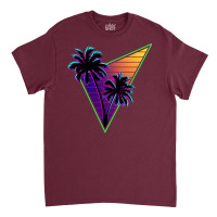 80s Synthwave Inspire Palm Tree Silhouette Triangle Design  (1) (1) Classic T-shirt | Artistshot