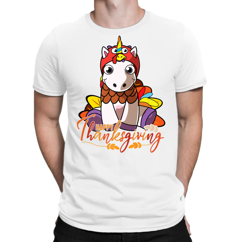 Happy Thanksgiving Unicorn Cute Turkey Costume T-Shirt by Pinch1410 | Artistshot