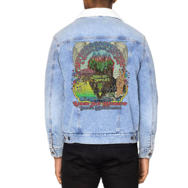 Sky River Rock Festival And Lighter Than Air Fair 1968 Unisex Sherpa-lined Denim Jacket | Artistshot