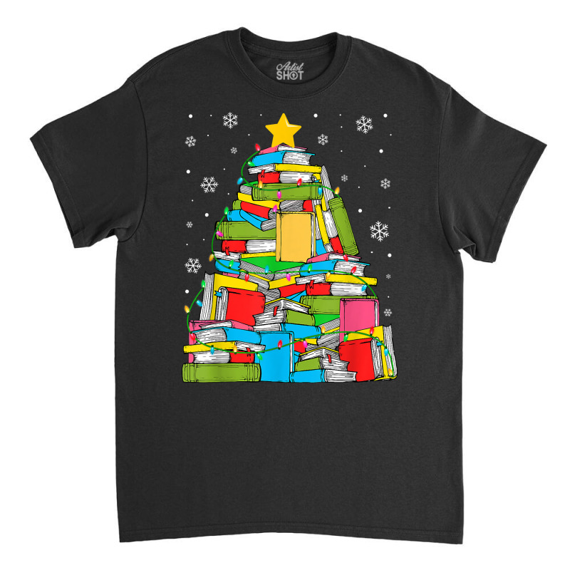 Library Christmas Tree Librarian X Mas Lights Book Lover T Shirt Classic T-shirt by caroldian | Artistshot