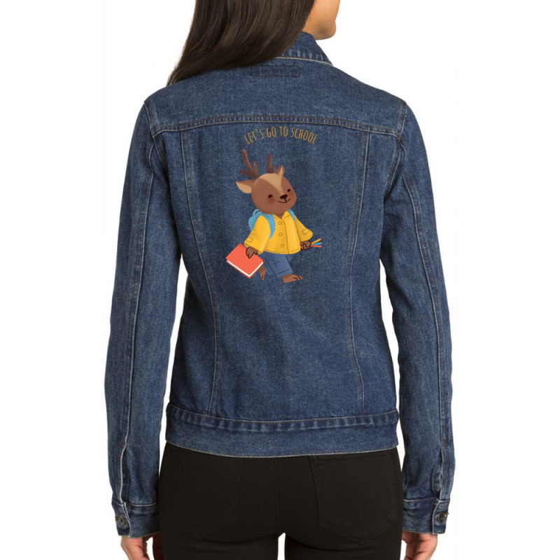 Lets Go To Scholl Ladies Denim Jacket by OlinParker | Artistshot