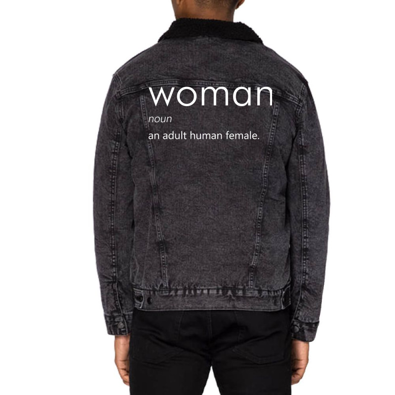 Woman (definition)   White Unisex Sherpa-lined Denim Jacket | Artistshot