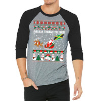 Jamaican Through The Snow Ugly Christmas Sweater Tshirt 3/4 Sleeve Shirt | Artistshot