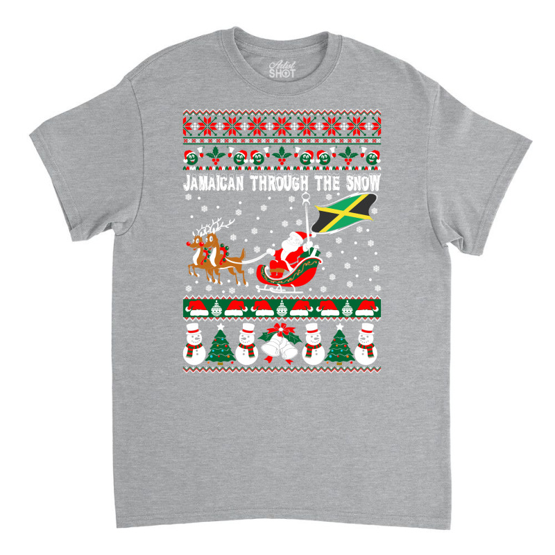 Jamaican Through The Snow Ugly Christmas Sweater Tshirt Classic T-shirt by Pinch1410 | Artistshot