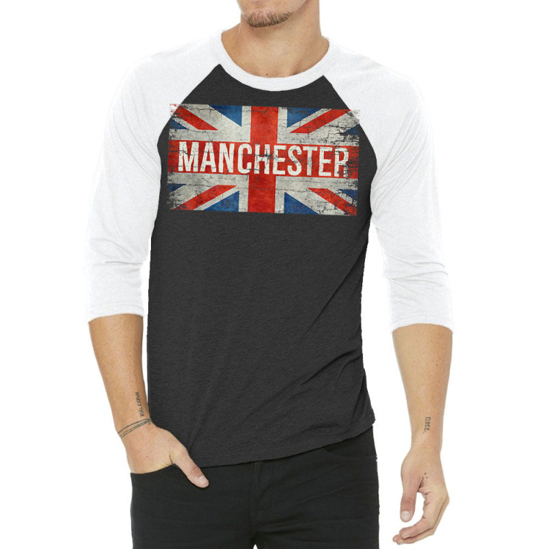 Manchester England United Kingdom British Flag Vintage T Shirt 3/4 Sleeve Shirt | Artistshot