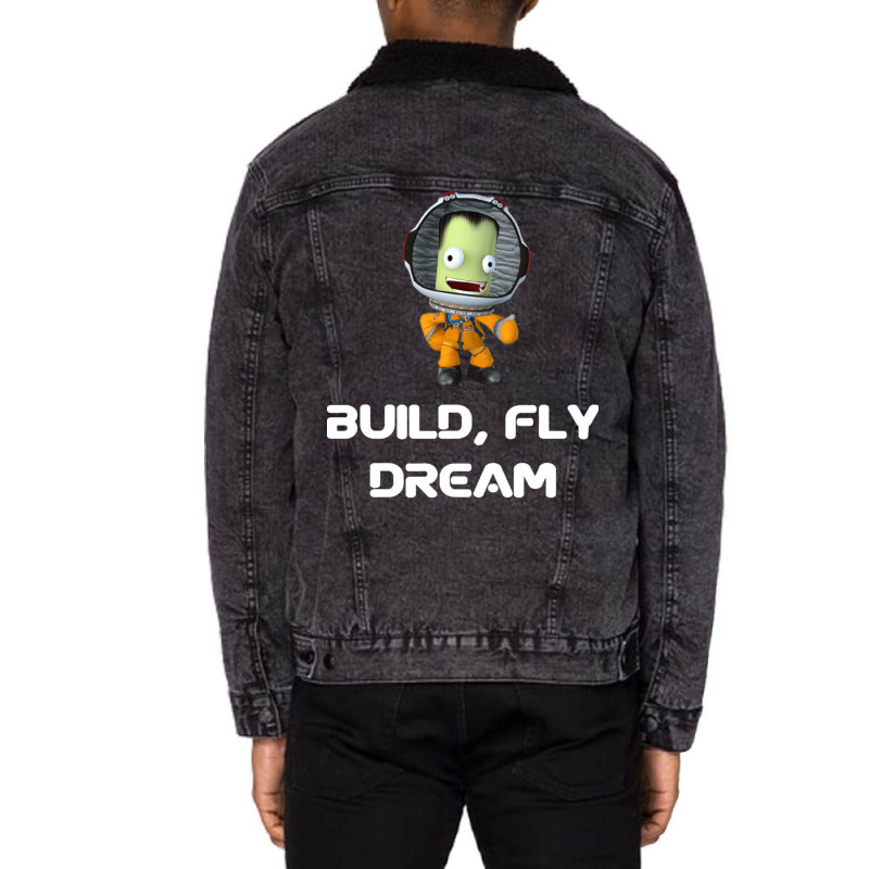 Build Fly Dream Crash ,kerbal Space Program , Kerbals , Kids Cartoon , Unisex Sherpa-Lined Denim Jacket by sbusiozald | Artistshot