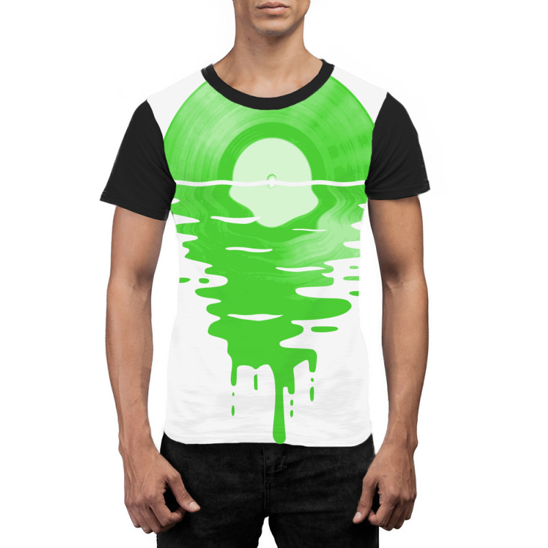 Cool Music Vinyl Record Sunset Melting Green  (1) (1) Graphic T-shirt by lakomabuniau | Artistshot