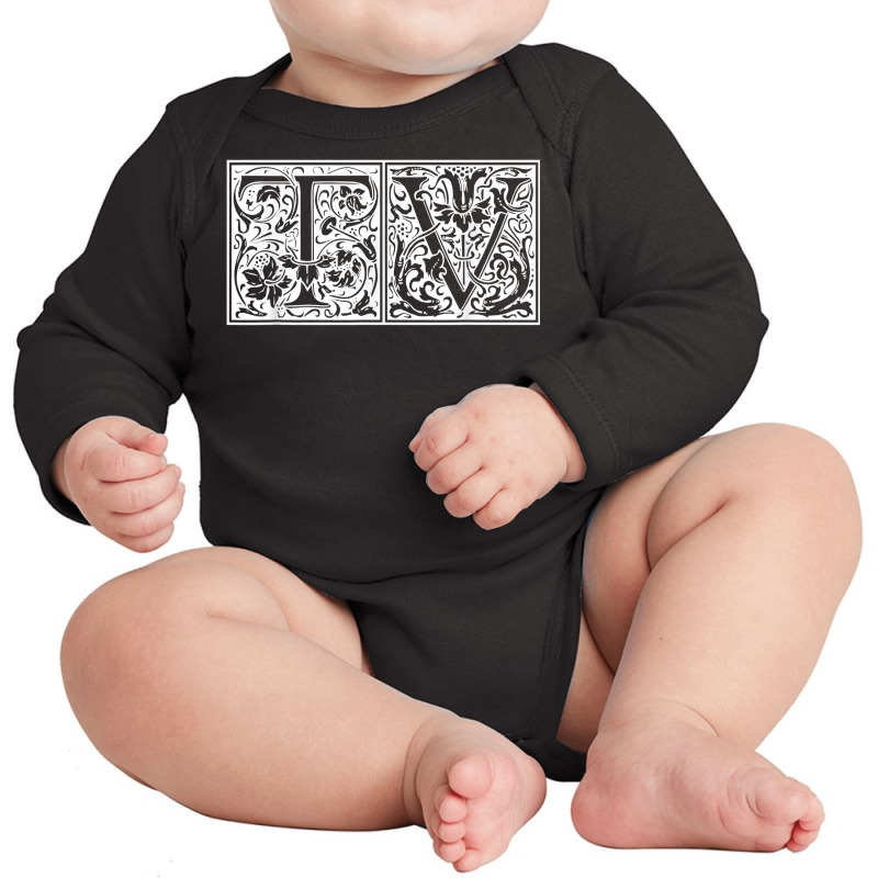 Tv   Initials T V Name Surname Onomastics Onomatology T Shirt Long Sleeve Baby Bodysuit by nilda1pr4klauer | Artistshot