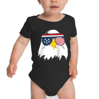 Eagle Usa Glasses Headband Patriotic American 4th Of July Raglan Baseb Baby Bodysuit | Artistshot