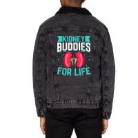 Kidney Donor - Kidney Buddies For Life Kidney Donation Unisex Sherpa-lined Denim Jacket | Artistshot