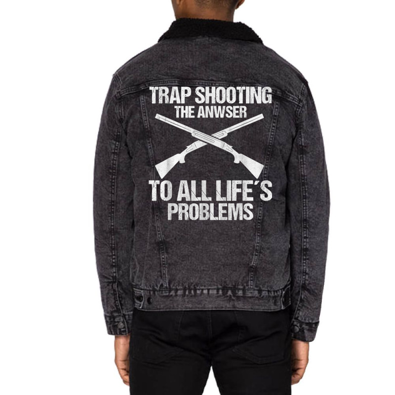 Trap Shooting Funny Skeet Shooting Clay T Shirt Unisex Sherpa-lined Denim Jacket | Artistshot