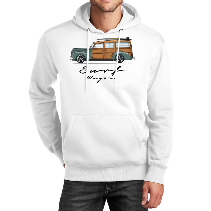 Surf Wagon Cloud Mist Gray Unisex Hoodie by yenalsardao | Artistshot