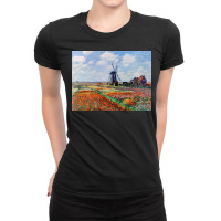 Monet Tulip Fields Ladies Fitted T-shirt | Artistshot