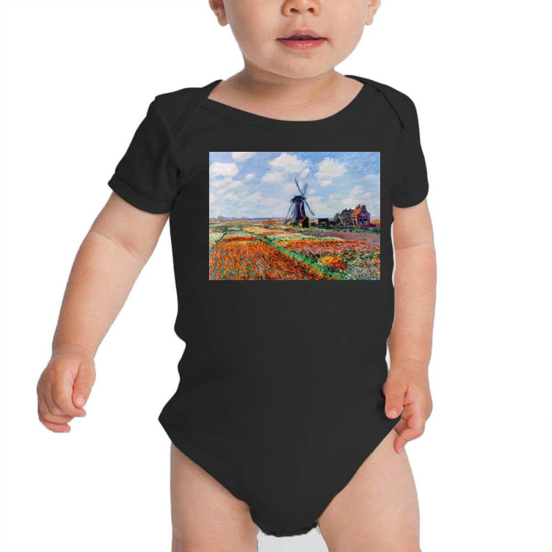 Monet Tulip Fields Baby Bodysuit by leonboothy | Artistshot