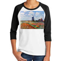 Monet Tulip Fields Youth 3/4 Sleeve | Artistshot