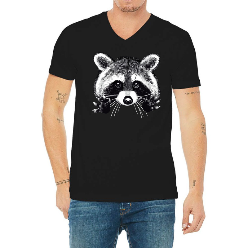 Digital Illustration Of A Little Raccoon Buddy. V-neck Tee | Artistshot