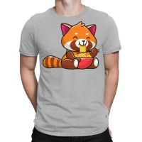 Cute Red Panda Eating Noodle Cartoon Vintage Quote T-shirt | Artistshot