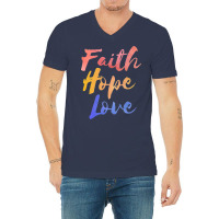 Faith Hope Nostalgia Blue V-neck Tee | Artistshot