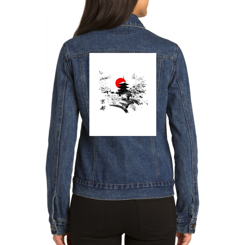 Kyoto Japan Old Capital Graphic Ladies Denim Jacket by djogobeydae | Artistshot