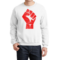 Big Red Raised Fist Salute Of Unity Solidarity Resistance Long Sleeve Crewneck Sweatshirt | Artistshot