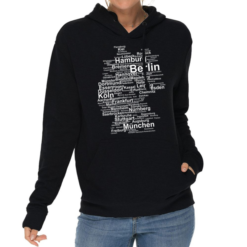 Germany Map Silhouette Towns Cities Berlin Hamburg Travel Premium T Sh Lightweight Hoodie | Artistshot