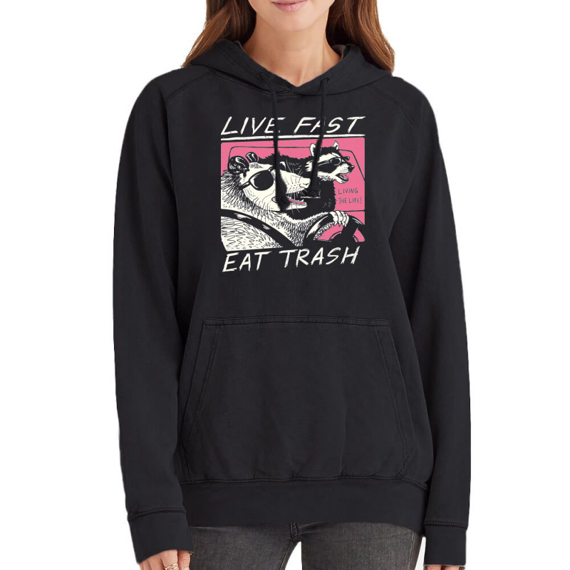 Live Fast Eat Trash Vintage Hoodie | Artistshot