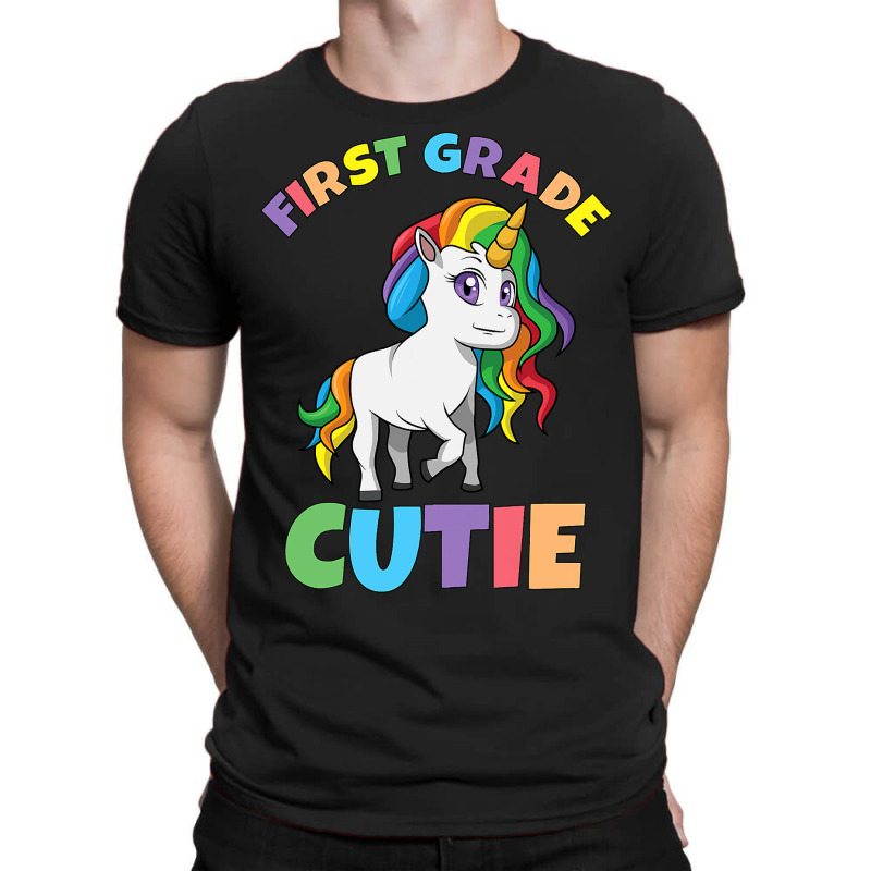 First Day Of School 1st First Grade Cutie Girls Unicorn T-shirt | Artistshot