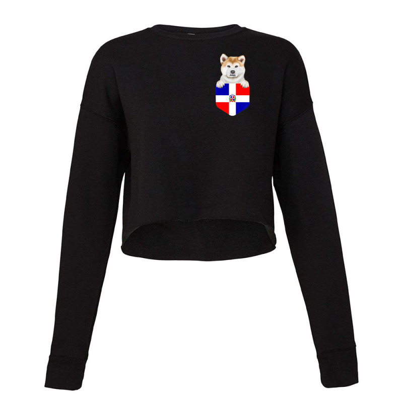 Limited Edition Dominican Republic Flag Akita Dog In Pocket Cropped Sweater by hongquangd | Artistshot