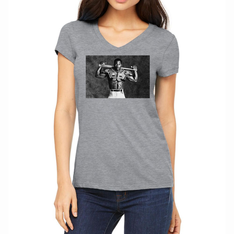 Bo Jackson Art Print   Two Sport Dominance Baby Hipster Women's V-Neck T-Shirt by handehsammelr | Artistshot