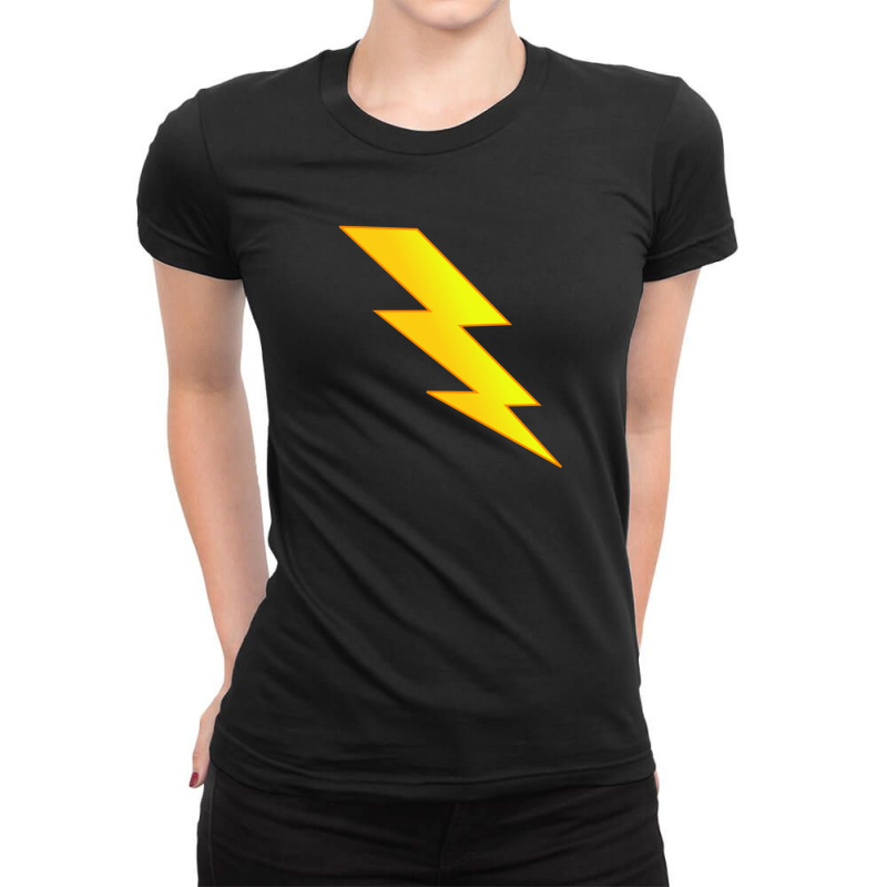 Golden Thunderbolt Lightning Strike Ladies Fitted T-Shirt by KyungSavard | Artistshot