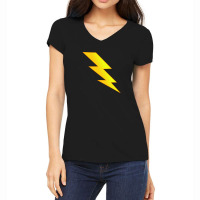 Golden Thunderbolt Lightning Strike Women's V-neck T-shirt | Artistshot