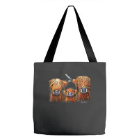 Cow Print Scottish Highland  We 3 Coos On Grey  By Shirley Macarthur B Tote Bags | Artistshot