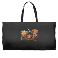 Cow Print Scottish Highland  We 3 Coos On Grey  By Shirley Macarthur B Weekender Totes | Artistshot