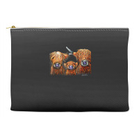 Cow Print Scottish Highland  We 3 Coos On Grey  By Shirley Macarthur B Accessory Pouches | Artistshot