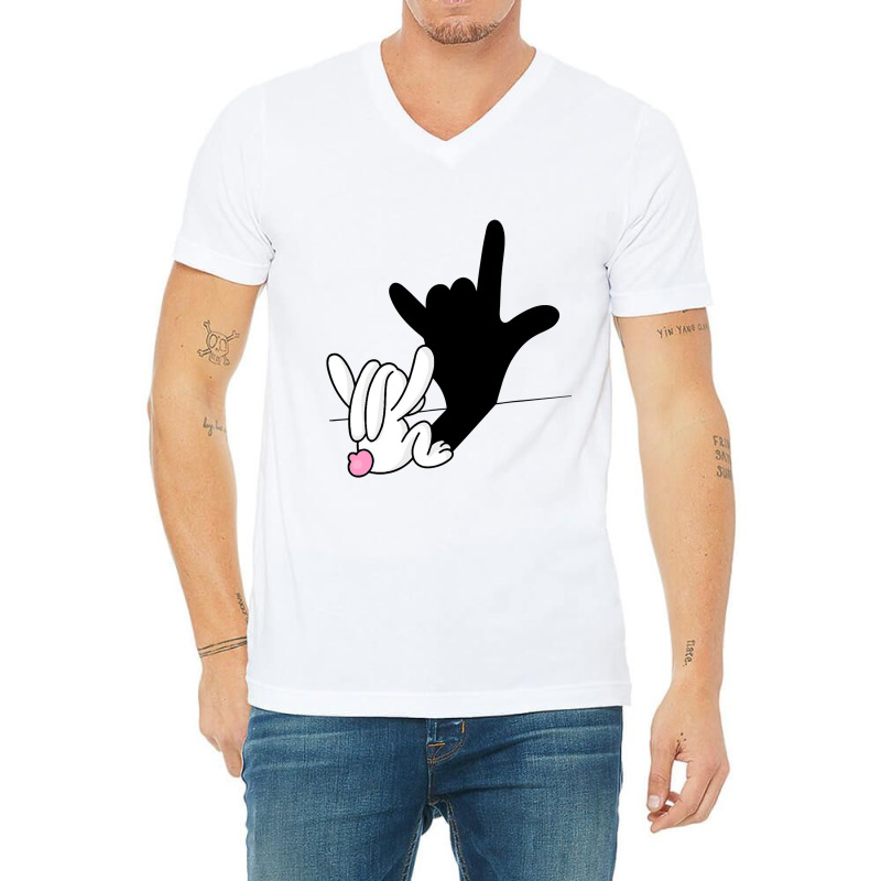 Asl Bunny Reflection I Love You Hand Sign Language Easter V-Neck Tee by Bradley | Artistshot