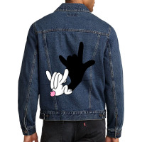 Asl Bunny Reflection I Love You Hand Sign Language Easter Men Denim Jacket | Artistshot